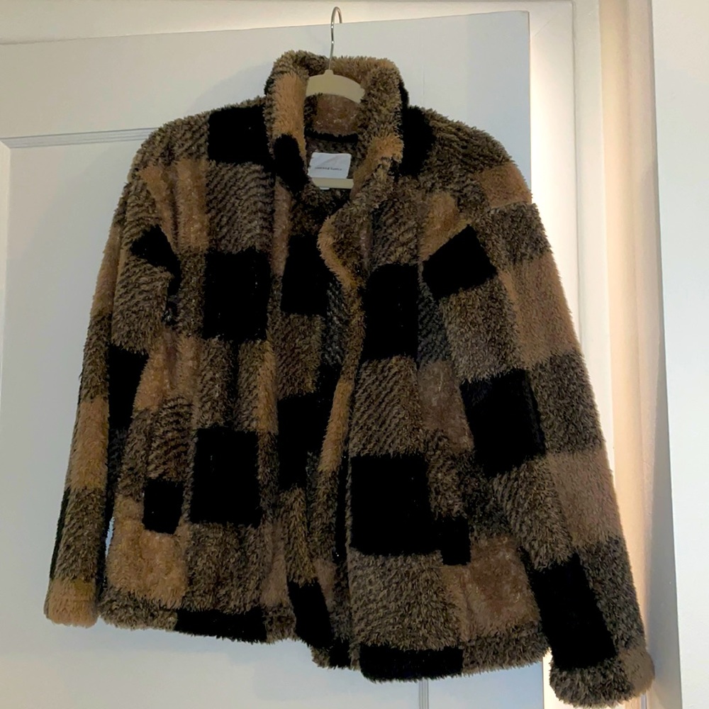 Black and brown Thread & Supply checkered coat.